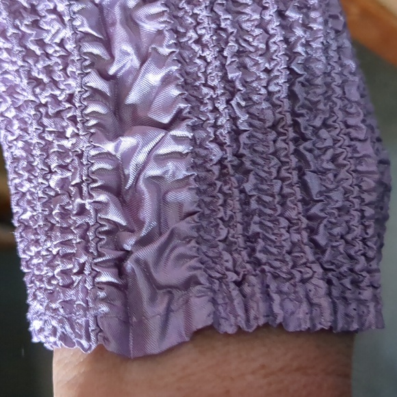 MILANO* lavender lightweight poly stretch long sleeve mock neck blouse top tunic - Picture 4 of 9